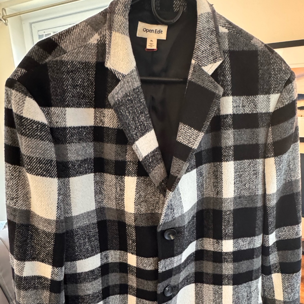Open Edit Wool-Blend Plaid Jacket – Men’s